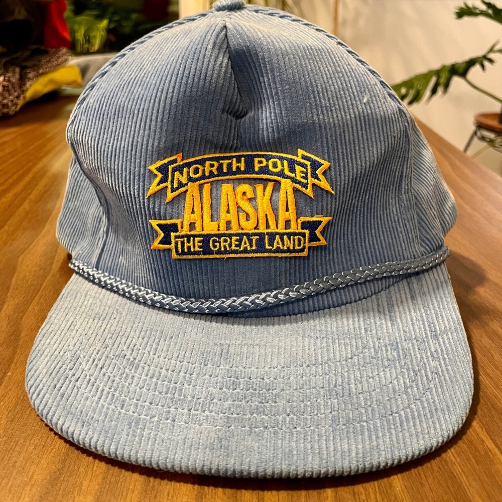 Vintage blue Corduroy North Pole Alaska SnapBack Hat By Headliners